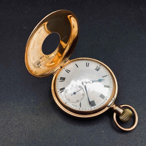 778 - A Gold Half Hunter Pocket Watch, 9Ct Birmingham 1912 Seconds Dial, W/O