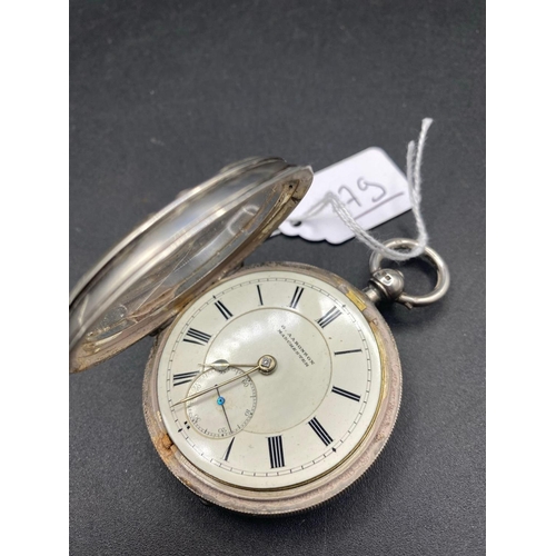 779 - A Heavy Gents Victorian Silver Pocket Watch With Seconds Dial, A/F Glass