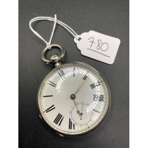 780 - A Victorian Gents Silver Pocket Watch With Seconds Dial