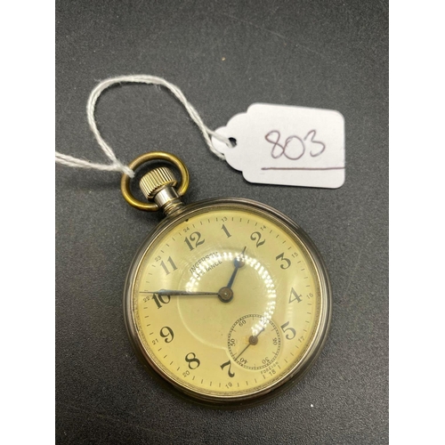 803 - A Metal Ingersoll Pocket Watch With Seconds Dial