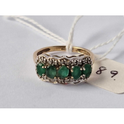 89 - A Emerald And Diamond Dress Ring 9Ct Size K 3.4 Gms