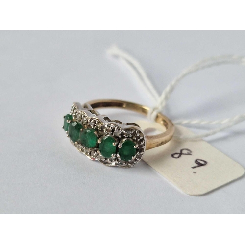 89 - A Emerald And Diamond Dress Ring 9Ct Size K 3.4 Gms