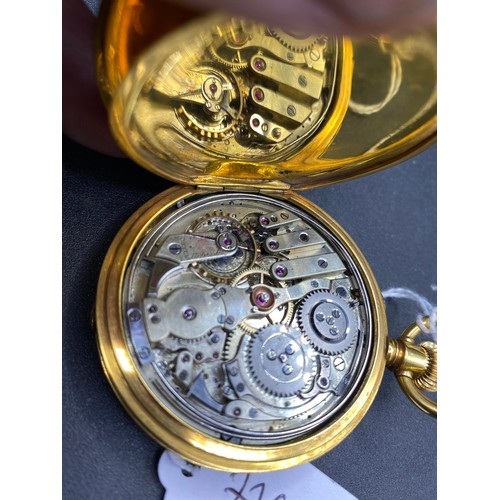 776 - A Gold Hunter Minute Repeater Pocket Watch, 14Ct With Seconds Dial, W/O