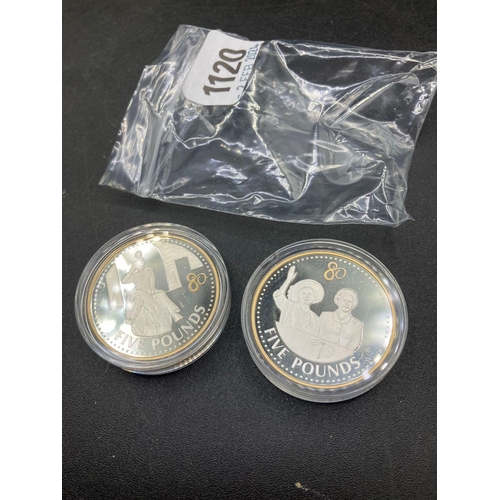 1120 - Jersey & Guernsey Proof Silver £5 Coins (2)