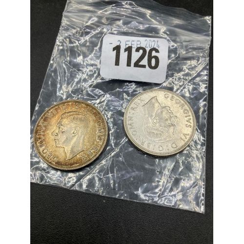 1126 - Half Crowns 1943 & 1944, Good Grade