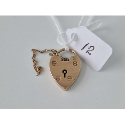 12 - A Heart Padlock Clasp 9Ct 3.4 Gms