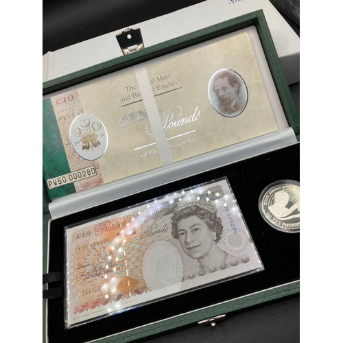 1209 - 1998 Silver Proof Ltd Crown & Ten Pound Bank Note, 500 Only Issued