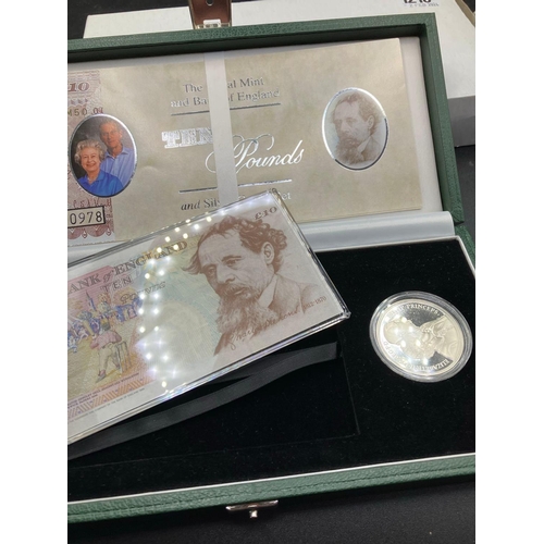 1210 - 1997 Silver Proof Ltd Five Pound Ten Pound 1500 Only Bank Note In Box Of Issue