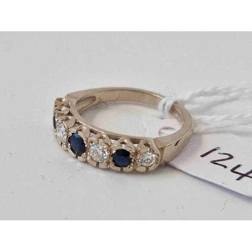 124 - A Sapphire And Diamond Seven Stone Ring 18Ct Gold Size N