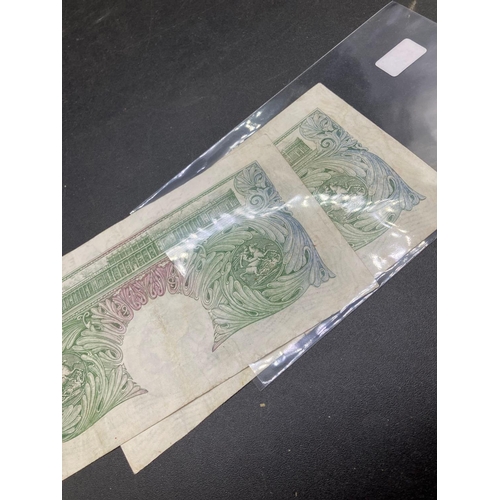 1245 - Two Green Beale One Pound Notes