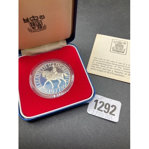 1292 - 1977 Queen Elizabeth Silver Jubilee Crown .925 Silver Proof Boxed