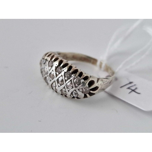 14 - A Antique White Gold Diamond Ring Size T