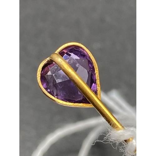 157 - A Pretty Heart Shaped Amethyst Stick Pin