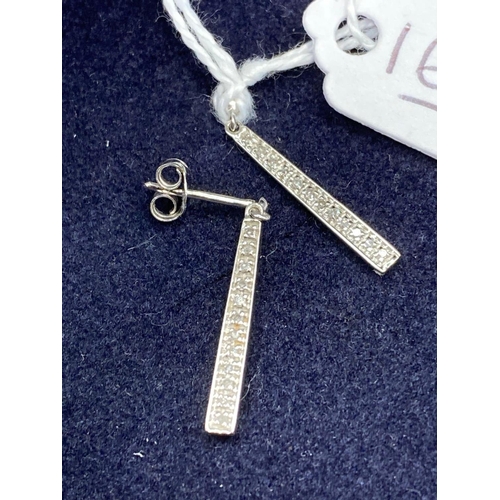 167 - A Pair Of White Gold And Diamond Drop Earrings 9Ct