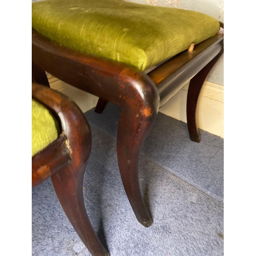 1775 - Pair Of Early 19th C. Mahogany Framed Chairs With Saber Legs