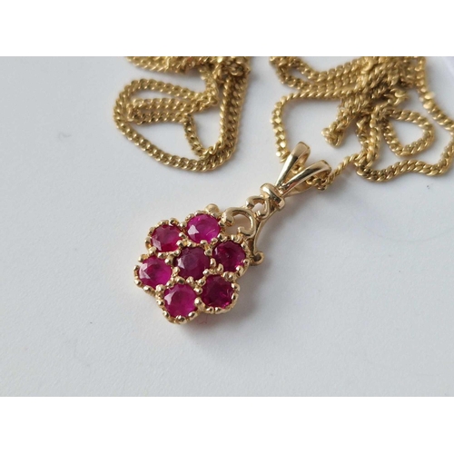 179 - A Fancy Ruby Pendant Necklace 9Ct 18 Inch 2.4 Gms