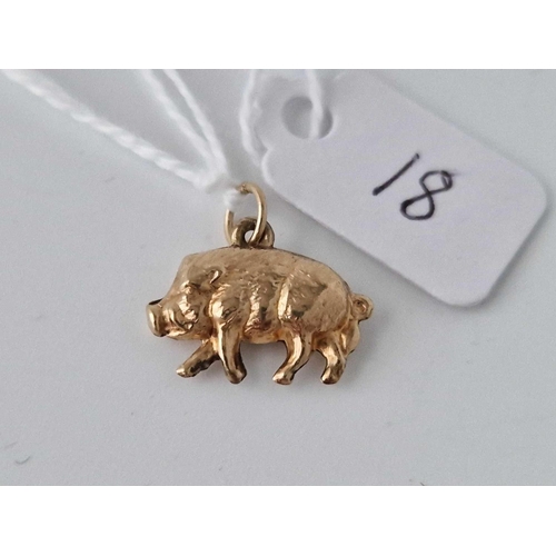 18 - A Pig Charm 9Ct