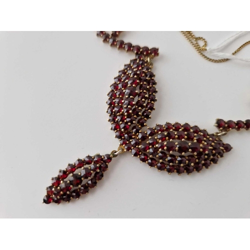 186 - A Silver Gilt Garnet Necklace 15 Inch