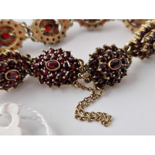 187 - A Silver Gilt Garnet Bracelet 7 Inch