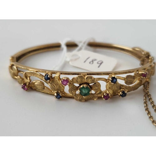 189 - A Bangle With Semi Precious Stones 9Ct 14.1 Gms