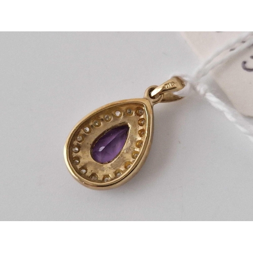 193 - A Amethyst And Diamond Pendant 9Ct 2 Gms