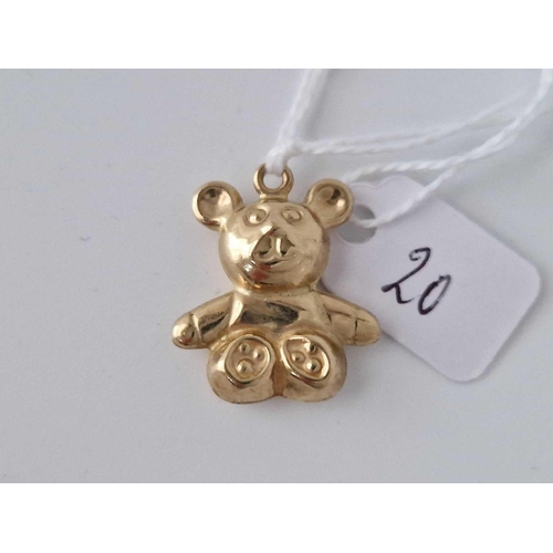 20 - A Teddy Bear Charm 9Ct 1.7 Gms