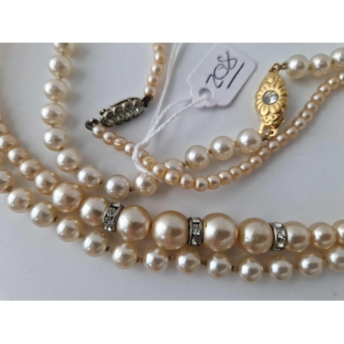 208 - Two Pearl Necklaces Both 16 Inch