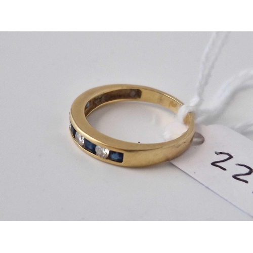 221 - A Sapphire And Diamond Half Eternity Ring 18Ct Gold Size M