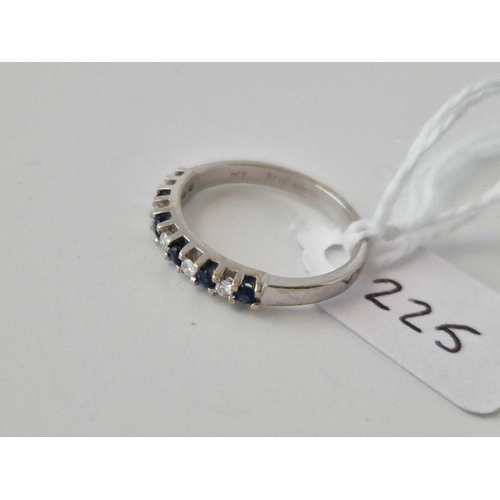 225 - A White Gold Sapphire And Diamond Half Eternity Ring 9Ct Size L