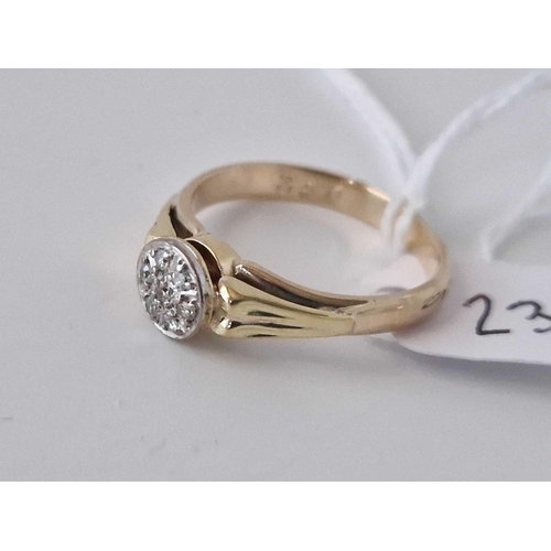 230 - A Deco Circular Diamond Cluster Ring Inscribe Date 1932 Size R