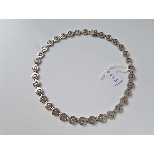 245 - A Silver Swirl Necklace 15 Inch 35 Gms