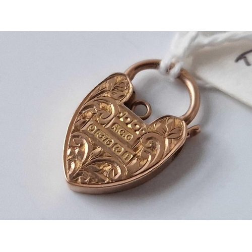 255 - A Edwardian Rose Gold Engraved Padlock Birmingham 1908 2.7 Gms