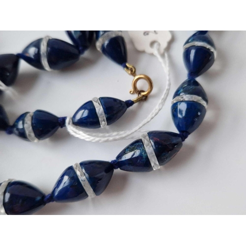 258 - A Victorian Lapis And Crystal Necklace With Gold Clasp 19 Inch