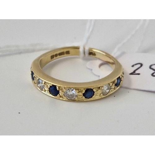 28 - A Sapphire And Diamond Half Hoop Ring 18Ct Gold Size N