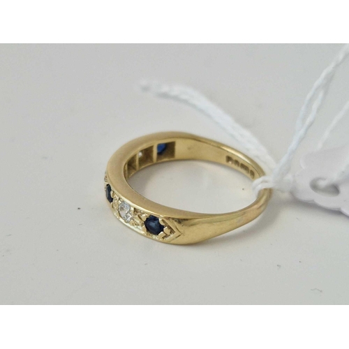 28 - A Sapphire And Diamond Half Hoop Ring 18Ct Gold Size N