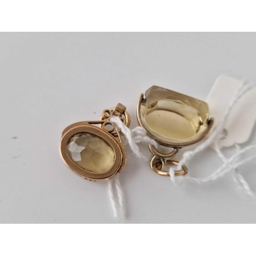 288 - Two Gild Mounted Citrine Fobs