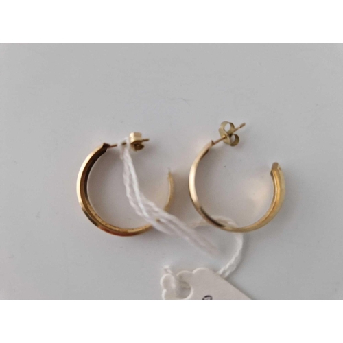 296 - A Pair Of Narrow Hoop Earrings 9Ct 1.1 Gms