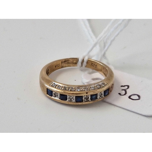 30 - A Sapphire And Diamond Eternity Ring With Diamonds Set On Head 9Ct Size M