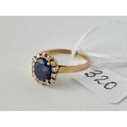 320 - A Sapphire And Diamond Cluster Ring Size P 3.6