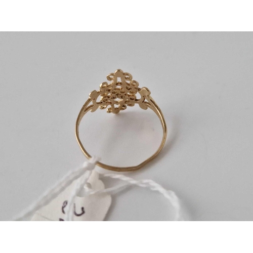 345 - A Filagree Fancy Ring 9Ct Size T 1.5 Gms