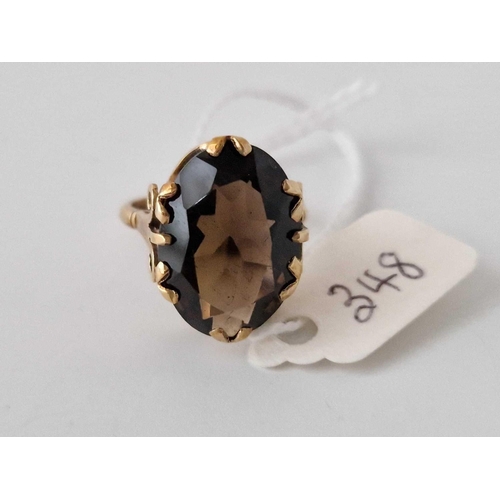 348 - A Smokey Quartz Ring 9Ct Size O