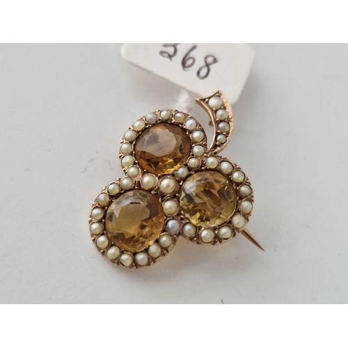 368 - A Victorian Gold Citrine And Pearl Cluster Brooch