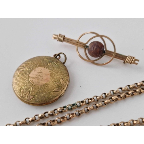 393 - A Rolled Gold Chain Locket And Brooch