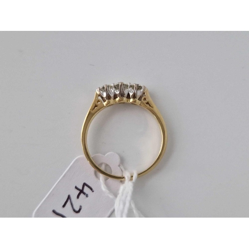 421 - A Two Colour Gold Three Stone Diamond Ring 0.50 Carat Total 18Ct Gold Size N