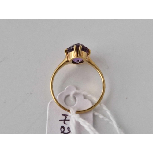 434 - A Amethyst Ring 18Ct Gold Size K 2 Gms