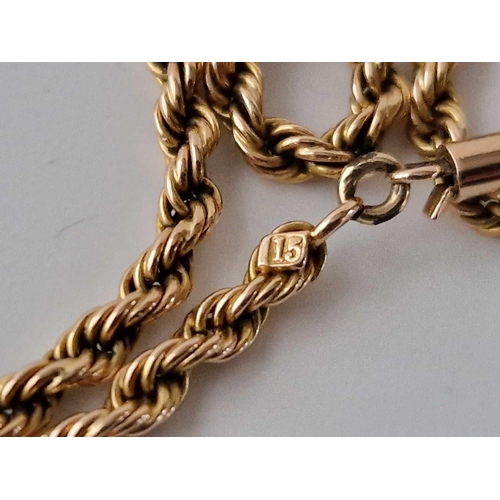 435 - A 15Ct Gold Rope Chain With 9Ct Barrell Clasp 17 Inch 11.3 Gms