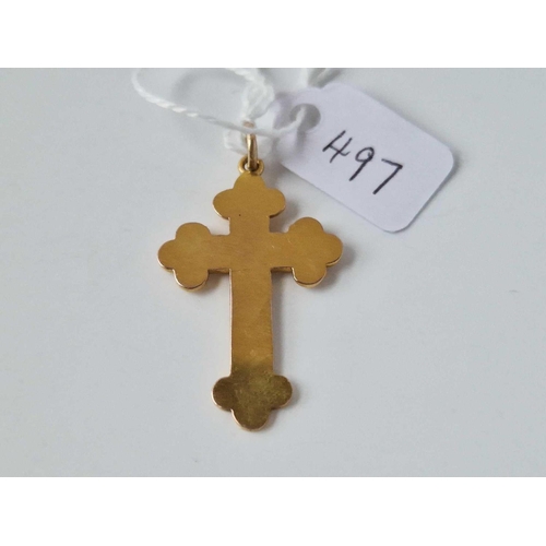 497 - A Fancy 9Ct Cross 3.3 Gms