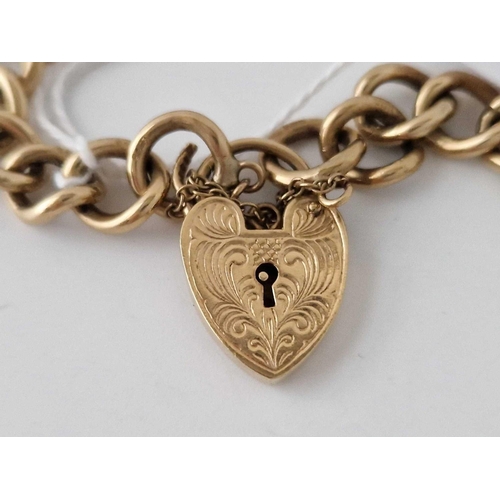 518 - A Bracelet With Engraved Padlock Clasp 9Ct 7 Inch 24 Gms