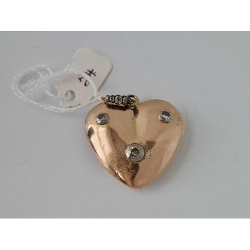 54 - A Very Large Early Victorian Gold And Diamond Heart Pendant Boxed