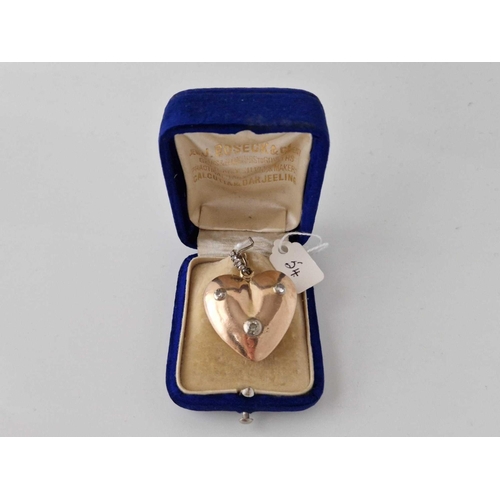 54 - A Very Large Early Victorian Gold And Diamond Heart Pendant Boxed